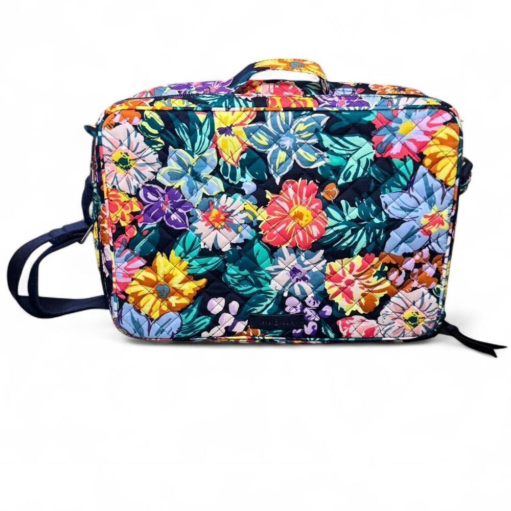 Vera Bradley Grand Vanity Cosmetic Makeup Case Happy Blooms Travel Organizer
